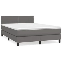Vidaxl Box spring postelja z vzmetnico siv 140x190 cm umetno usnje
