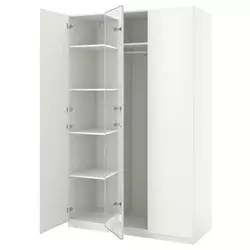 PAX / FORSAND/AHEIM Kombinacija garderobera, bela/ogledalo, 150x60x236 cm