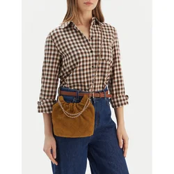 Tory Burch Ročna torba Fleming Suede Mini Hobo Bag 166066 Rjava