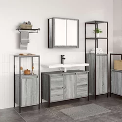 Set namještaja za kupaonicu s ladicama 3 pcs Siva sonoma i Crna