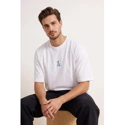 Trendyol Muška majica Tmnss23Ts00243, Bela