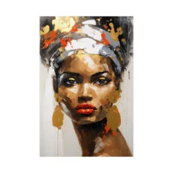 Canvas Slika na platnu Devojka sa braon minđušama, 40 x 60 cm