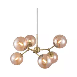 Halo Design 738830 - Luster na sajli ATOM 6xG9/28W/230V prečnik 57 cm mesing/k. bež