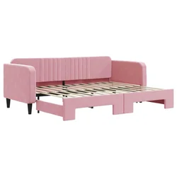 Vidaxl Izvlečna dnevna postelja roza 80x200 cm žamet