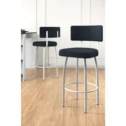 Hanah Home set od 2 barskih stolica Wosa, antracit tkanina Babyface, bele metalne noge