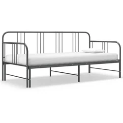 shumee vidaXL Kavč z izvlečnim okvirjem za posteljo siv kovinski 90x200 cm