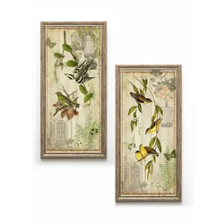 Home Gallery Set od 2 slike Žute i zelene ptice u okviru 20x42cm