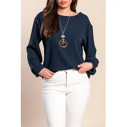 Bluza z verižico, temno modra