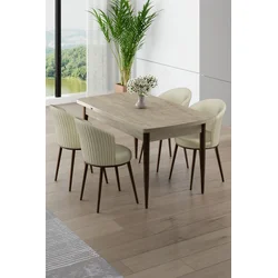 HANAH HOME Rasklopivi trpezarijski sto i stolice (5 delova) Asfel Travertine Cream