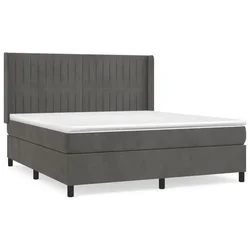 Vidaxl Box spring postelja z vzmetnico temno siva 180x200 cm žamet