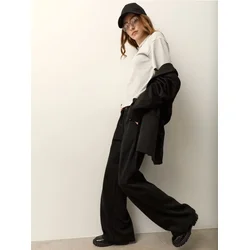 Sinsay - Elegantne wide leg pantalone sa dodatkom viskoze - crno