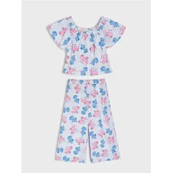 Sinsay - Komplet od viskoze: bluza i pantalone Stitch - svetlo plava