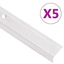 Rubnjaci za stepenice L-oblika 5 kom aluminijski 100 cm srebrni