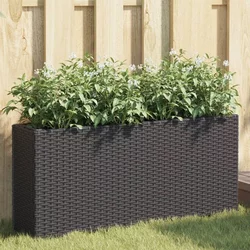 Vrtne sadilice s 2 posude 2 kom crne 90 x 20 x 40 cm poliratan