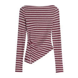 Bershka Majica  bordo / bela