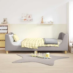 Krevet za djecu s uzglavljem Svjetlosiva 90 x 200 cm Bouclé