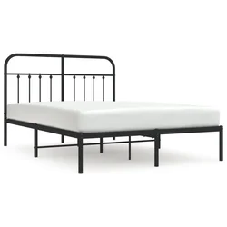 Vidaxl Kovinski posteljni okvir z vzglavjem črn 150x200 cm