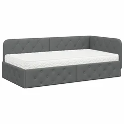 Vidaxl Kotna postelja Temno siva 90 x 190 cm blago