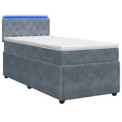vidaXL Postelja boxspring z vzmetnico Temno siva 90 x 200 cm Žamet