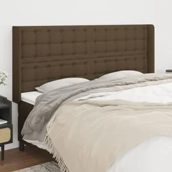 Vzglavje z ušesi temno rjavo 183x16x118/128 cm blago