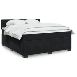 vidaXL Box spring postelja z vzmetnico črna 180x200 cm žamet