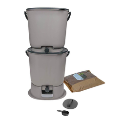 Skaza Bokashi Organko Essential Set kompostnikov (2x 15.3 L) + Base + posip 1 kg, siv