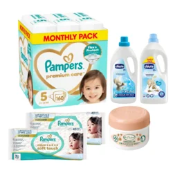 Pampers Pelene Premium Care 5, Monthly, 11-15kg, 160/1, Chicco sta za prajne veša Sensitive, Pavlovićeva mast, Pampers Vlažne maramice Aqua Soft Touch