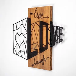 Atelier Del Sofa Zidna dekoracija Live Love Laugh - 380, 58x68 cm, Crna