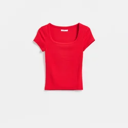 Reserved - Slim fit majica kratkih rukava s mešavinom modalnih vlakana