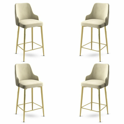 HANAH HOME Set 4 barske stolice Enox Cream Gold