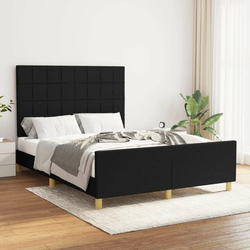 shumee Posteljni okvir z vzglavjem črn 140x190 cm blago