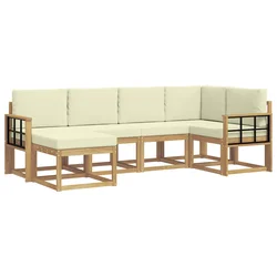 Set vanjskih sofa s jastukom 6 pcs Bijela i krem Poliester