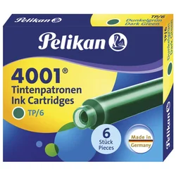 Tinta za nalivpero patrone pk6 4001 pelikan 300087 tamno zelena