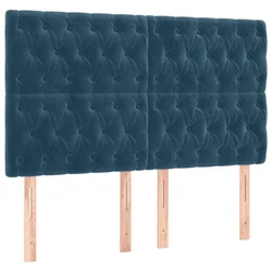 Vidaxl Vzglavje postelje temno modro 160x7x118/128 cm žametno