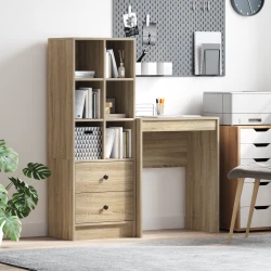 Stol s ladicama s policom s pohranom 2 pcs Sonoma hrast