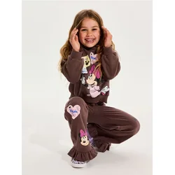 Sinsay - Donji deo trenerke wide leg sa volanima Minnie Mouse - braon