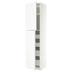 METOD / MAXIMERA Vis.el. s 2 vrata/4 fioke, bela/VOXTORP mat bela vertikalna ručka, 60x60x240 cm