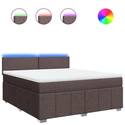 Vidaxl Box spring postelja z vzmetnico temno rjava 180x200 cm blago
