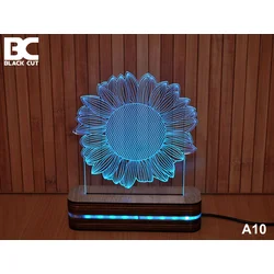 Black Cut 3D Lampa Suncokret, Svetloplava
