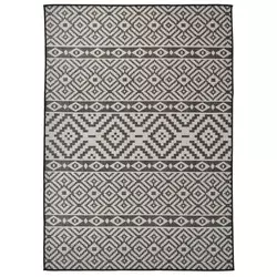 Vanjski tepih ravnog tkanja 120 x 170 cm crne pruge