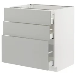 METOD / MAXIMERA Podni element s 3 fioke, bela/Havstorp svetlosiva, 80x60 cm