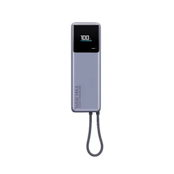 Xiaomi eksterna bateri?a, 10000mAh, 165W, integrisani kabl, siva