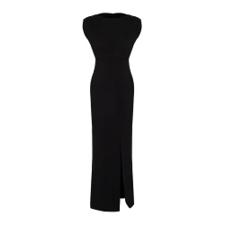 Trendyol Black Wadding Long Woven Evening Dress