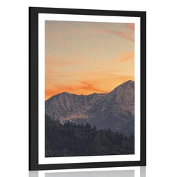 Plakat s paspartujem sončni zahod na gorah - 20x30 white