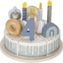 LITTLE DUTCH Torta za rojstni dan 26 delov lesena Modra