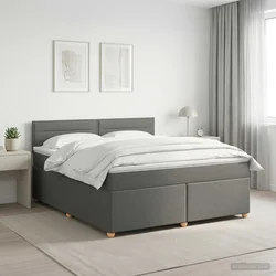 vidaXL Postelja boxspring z vzmetnico Temno siva 180 x 200 cm Blago