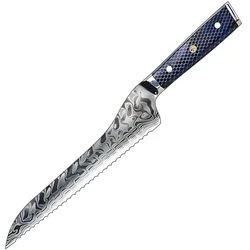 Damaskasti kuhinjski nož YU-37415 - Kruh / Plava KP37415