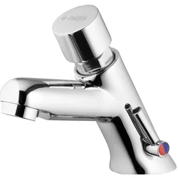 Timed washbasin mixer with temperature control