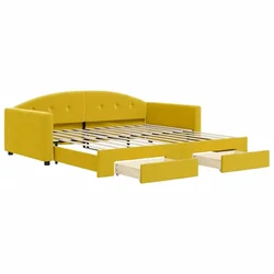 Vidaxl Izvlečna dnevna postelja s predali rumena 100x200 cm žamet