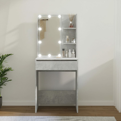 Toaletni stolić s LED svjetlima siva boja betona 60x40x140 cm